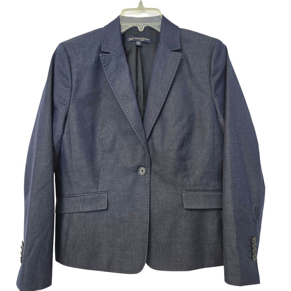 Brooks Brothers Womens 346  Denim Blazer Size 14 Petite Business  Fishermans